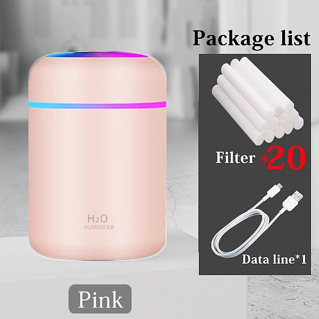 Portable 300ml Air Humidifier with Colorful Night Light - Cool Mist