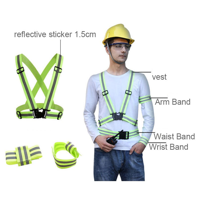 Reflective Vest High Visibility Adjustable Safety Vests - Elastic Strip