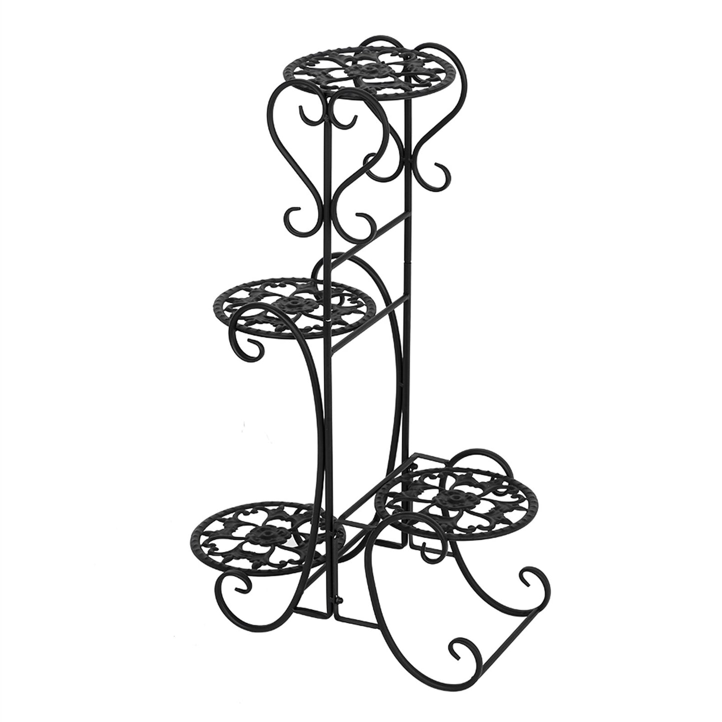 Beautiful Potted Plant Flowers Rack 4 Potted Rounded Flower Metal Shelves Plant Pot Stand Decoration for Indoor / Outdoor Garden