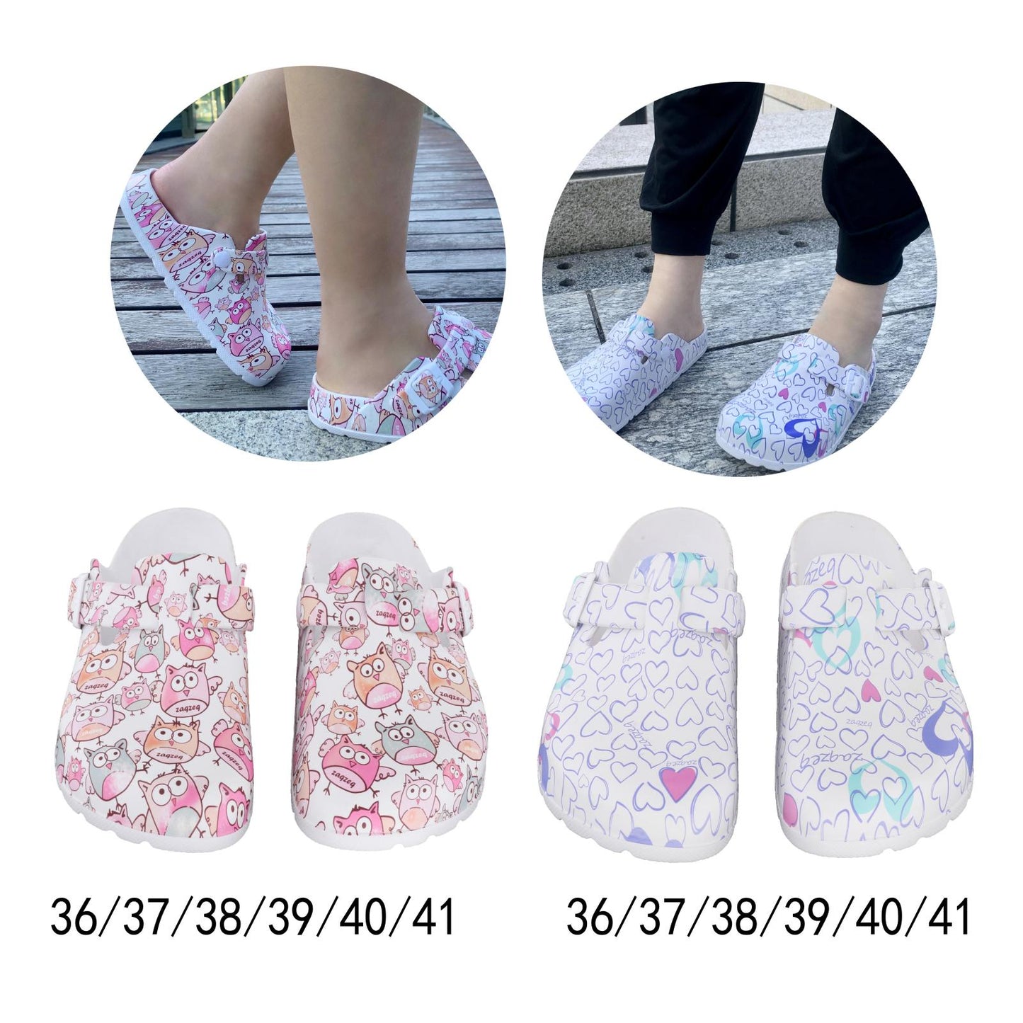 Summer Women Clogs EVA Non-slip Nurse Shoes Flat-soled Operating Shoes Casual Slippers Garden Beach Shoes Patterned Sandals