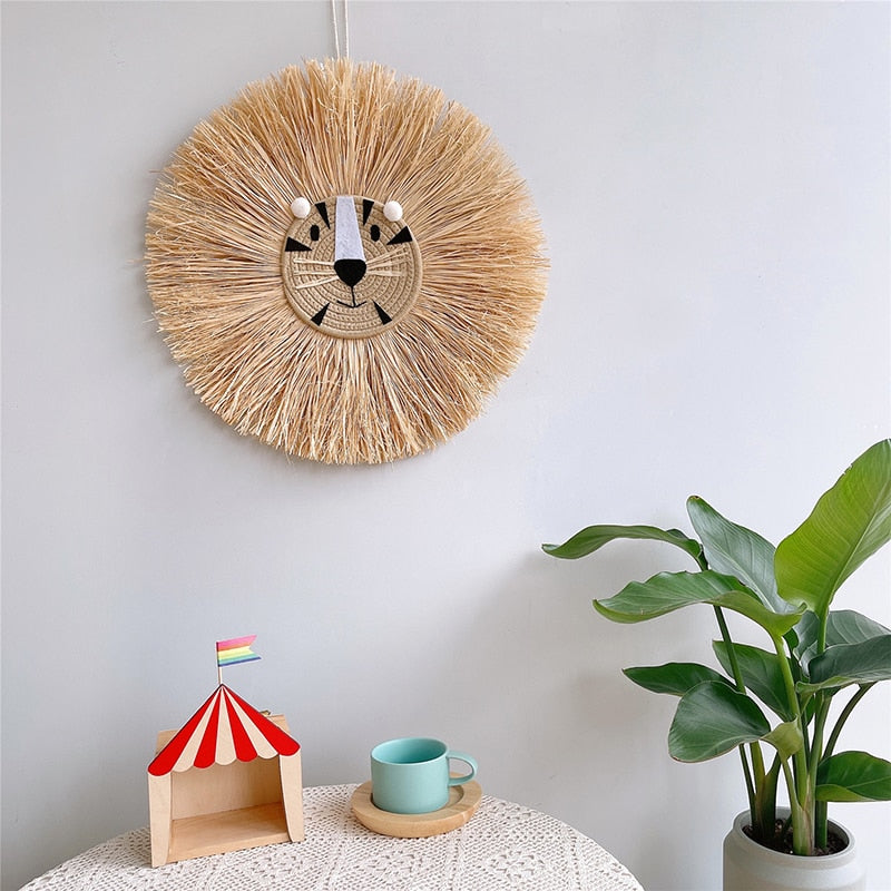 Home decoration Tapestry Handwoven Cartoon Lion Hanging Decor