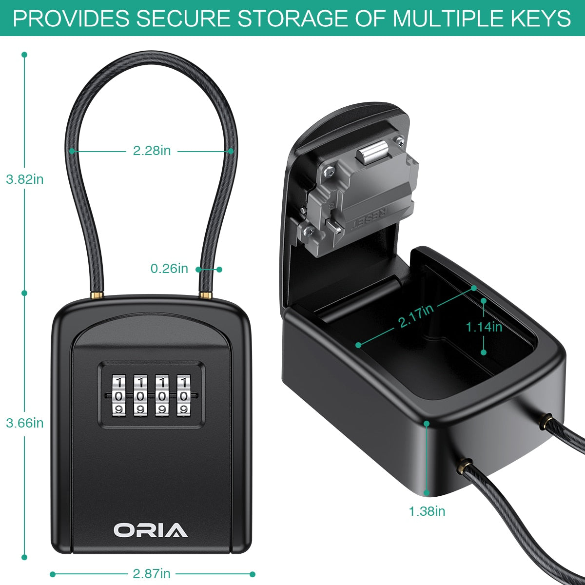 ORIA Key Lock Box 4 Digit Combination Key Safe Box