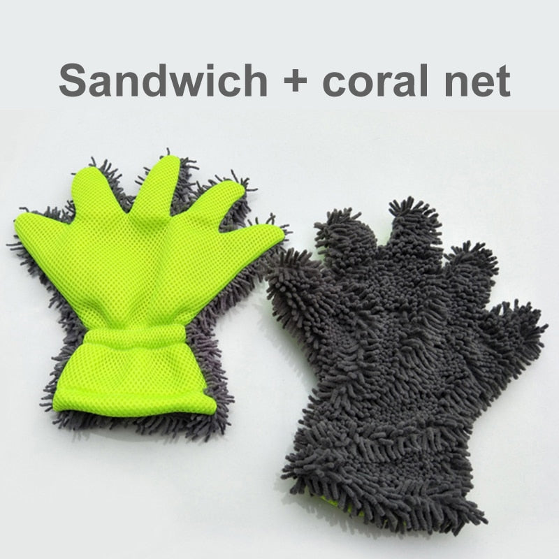 2 Pcs Microfiber Car Wash Gloves