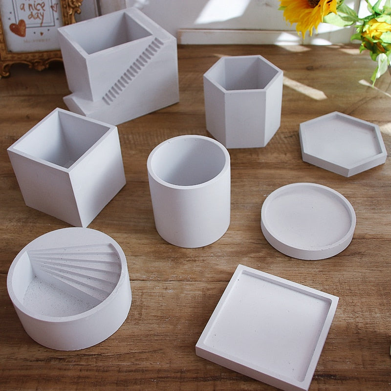 Hexagon Flowerpot Concrete Silicone