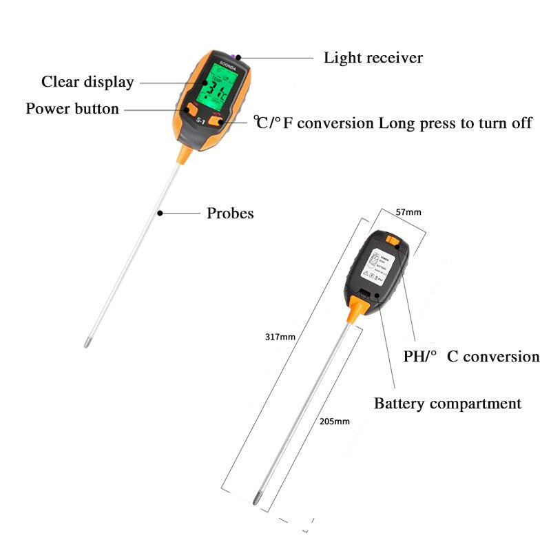 Digital 5 In 1 PH Soil Tester Moisture Acidity Tester