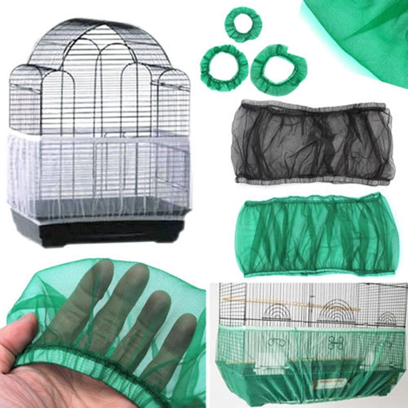 Receptor Seed Guard Nylon Mesh Bird Cover - Soft Easy Cleaning Nylon Airy Fabric Mesh Cage Cover - Seed Catcher Guard