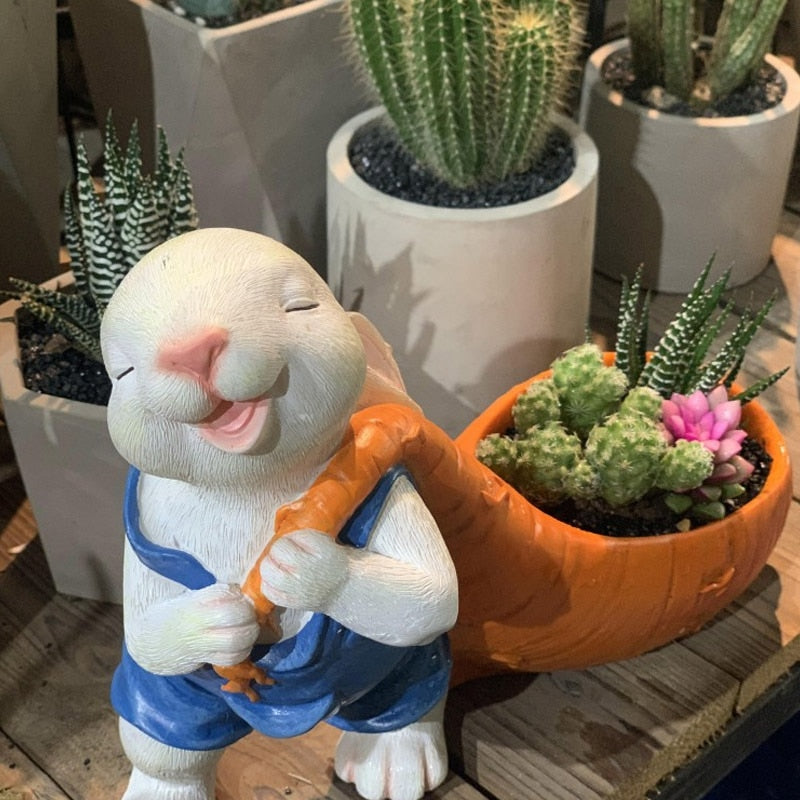 Rabbit flower pot decor