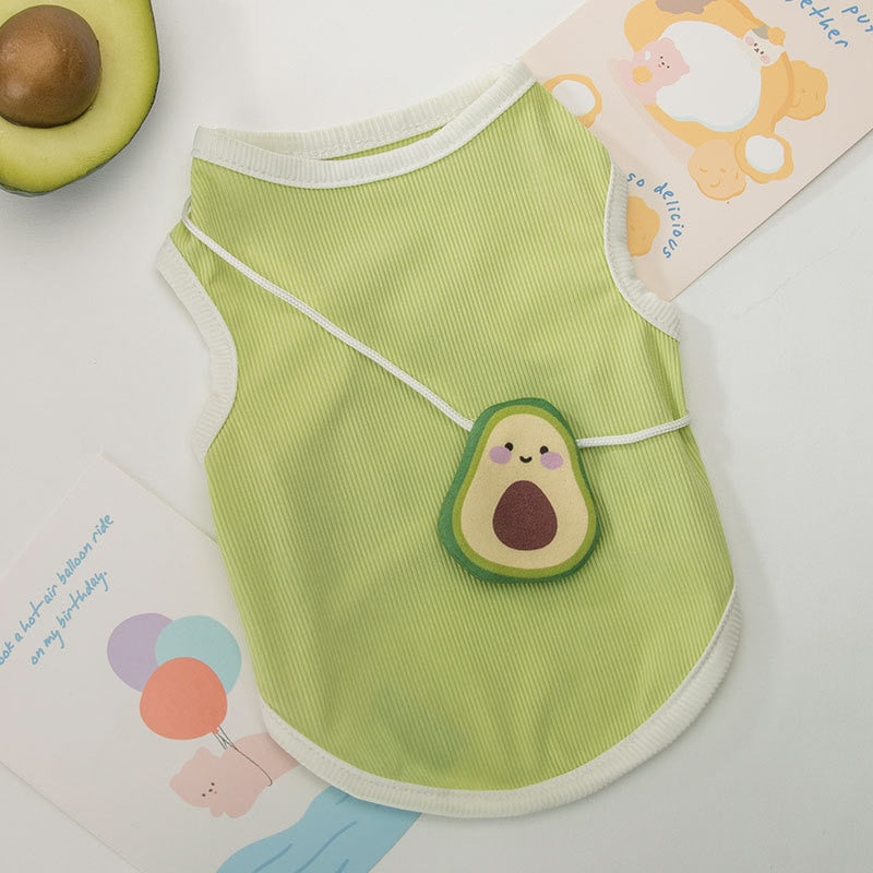 Pet clothes Thin and breathable green avocado satchel vest in Spring and Summer