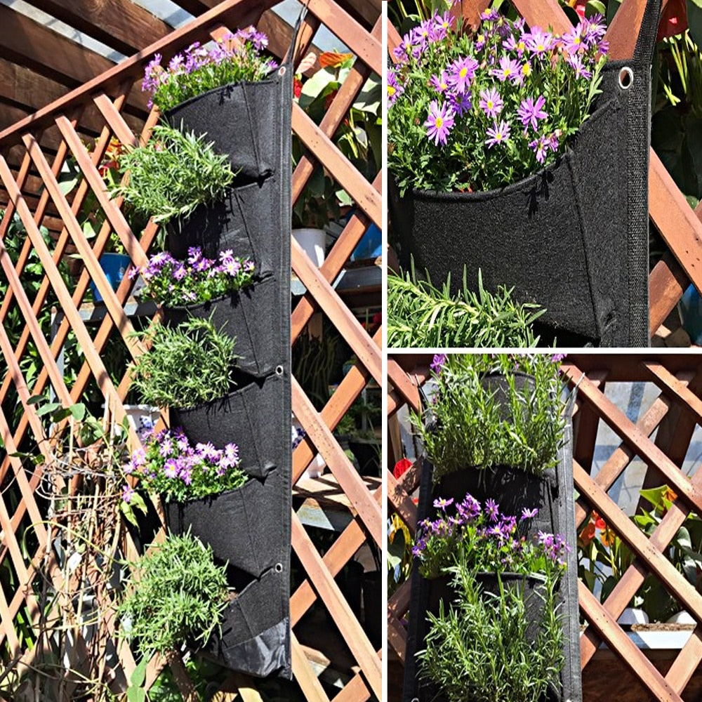 AIVY 1Pc107x30cm 6 Pockets Vertical Garden Planter Wall-Mounted Planting Flower Grow Bag