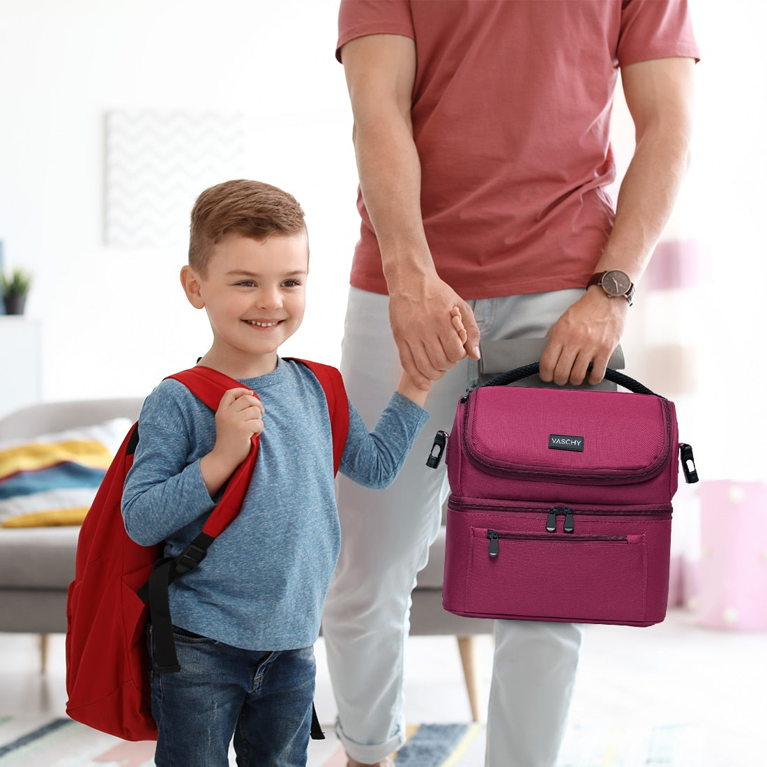 Burgundy Insulated Lunch Cooler Leak-proof Bag