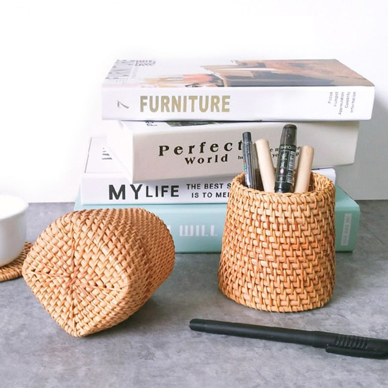 Handmade Rattan Pen Holders