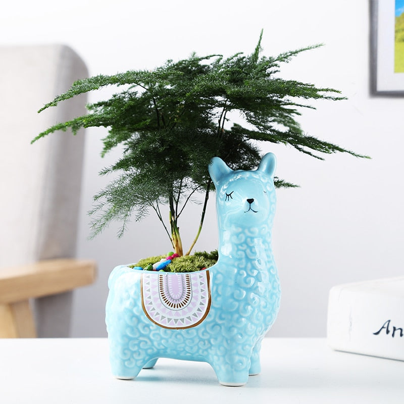 Cute Alpaca Desktop Flower Pot