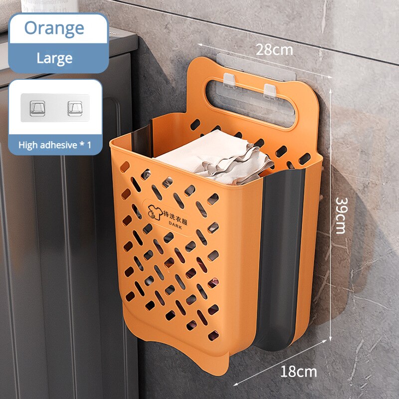 Folding Bathroom Laundry Basket Wall-mounted Dirty Clothes Storage Basket Household Laundry Bag Laundry Bathroom Organizer