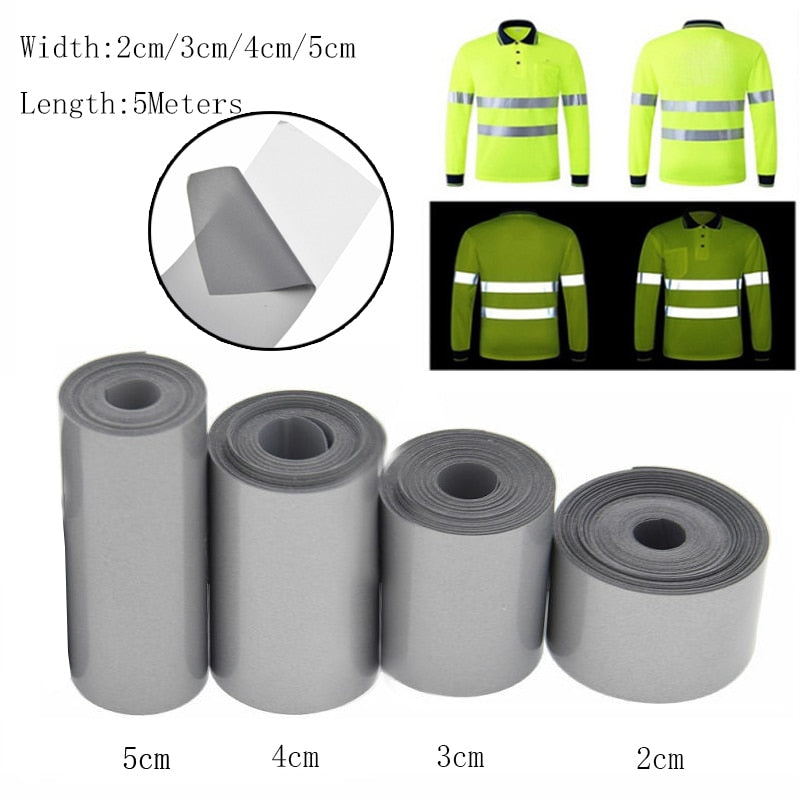 5 Meters 2/3/4/5 cm Heat Transfered Reflective Tape Sticker For Clothes Iron On Bag / Shoes