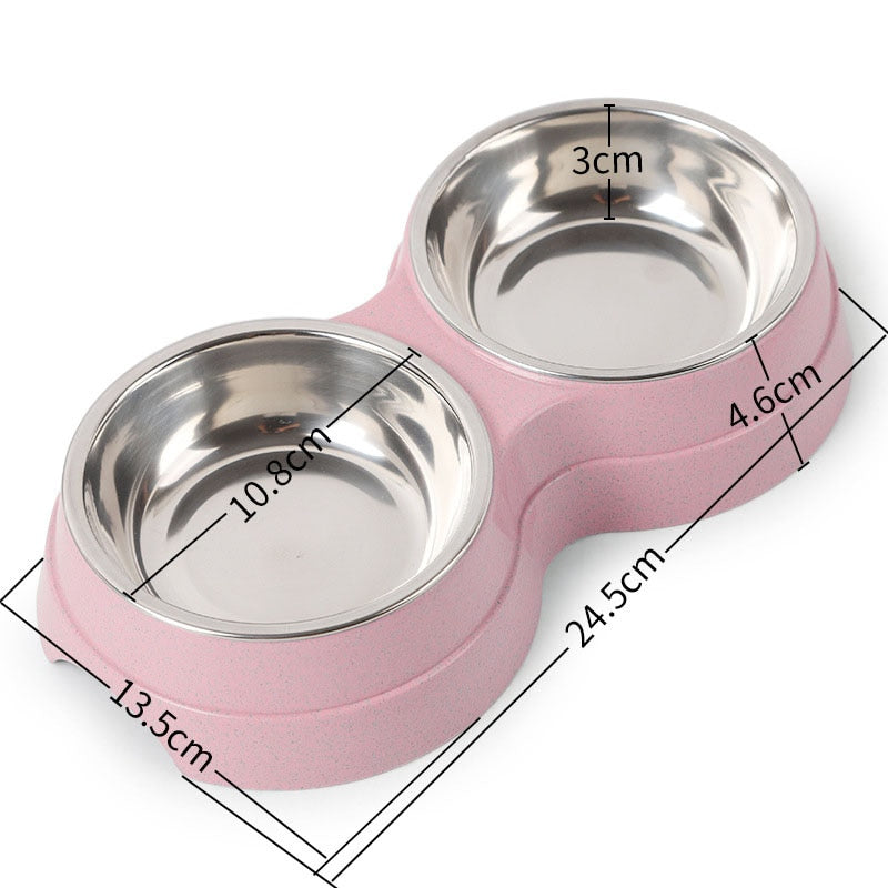 Double Pet Pet Food Bowl Stainless Steel