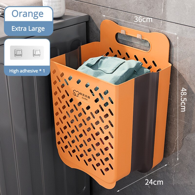 Folding Bathroom Laundry Basket Wall-mounted Dirty Clothes Storage Basket Household Laundry Bag Laundry Bathroom Organizer