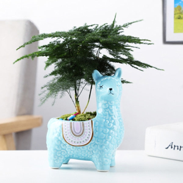 Cute Alpaca Desktop Flower Pot