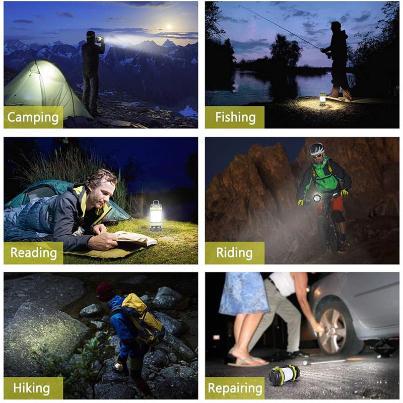 Camping Lantern Rechargeable 3000 Capacity Power Bank Camping Flashlight Waterproof Led Portable Camping Lamp Torch Flash Light