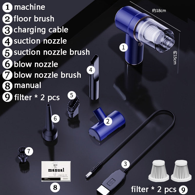 80000pa 2 In 1 Vacuum Cleaner Wireless USB Charging