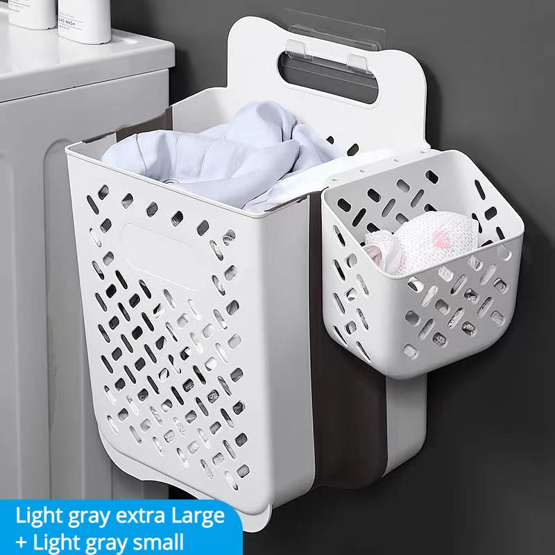 Folding Bathroom Laundry Basket Wall-mounted Dirty Clothes Storage Basket Household Laundry Bag Laundry Bathroom Organizer