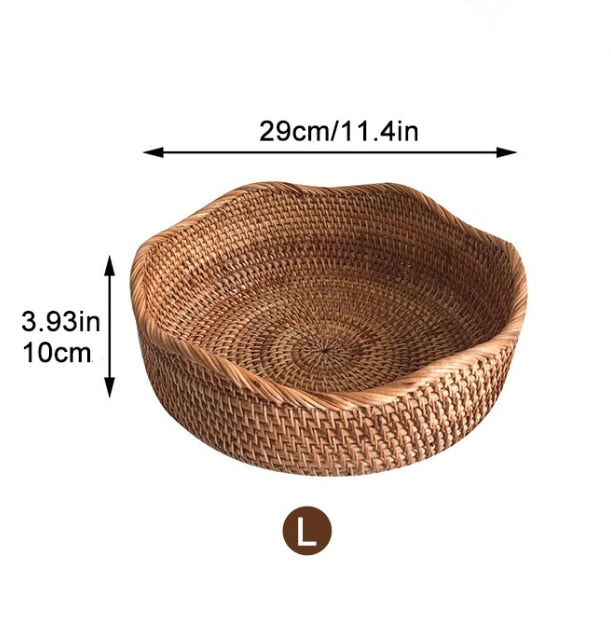 Hand-woven Rattan Storage Wicker Tray