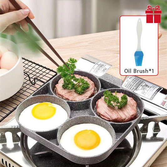 4 Holes Frying Pot Pan Thickened Omelet Pan Non-Stick Egg Pancake Steak Pan Cooking Egg Ham Breakfast Maker Kitchen Cookware