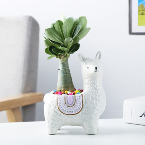 Cute Alpaca Desktop Flower Pot