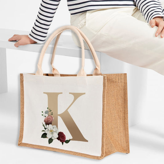 A To Z Letter Print Shopping Bag - The Corinne Collection