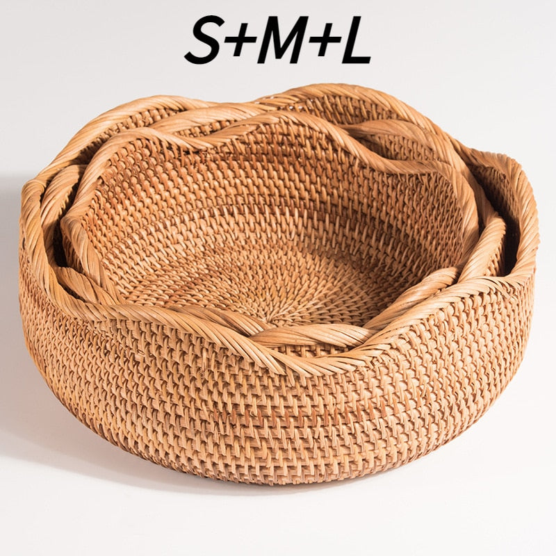 Hand-woven Rattan Storage Wicker Tray