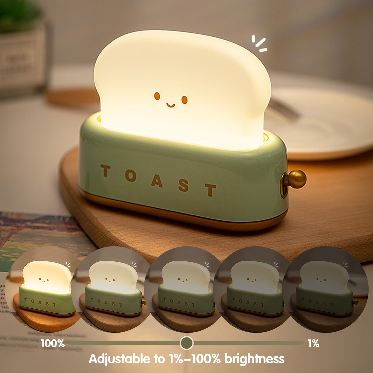 LED Bread Maker Night Light USB Charging Dimming Emotional Lights Bedroom Timing Sleeping Lamp Fun Switch Mood Light