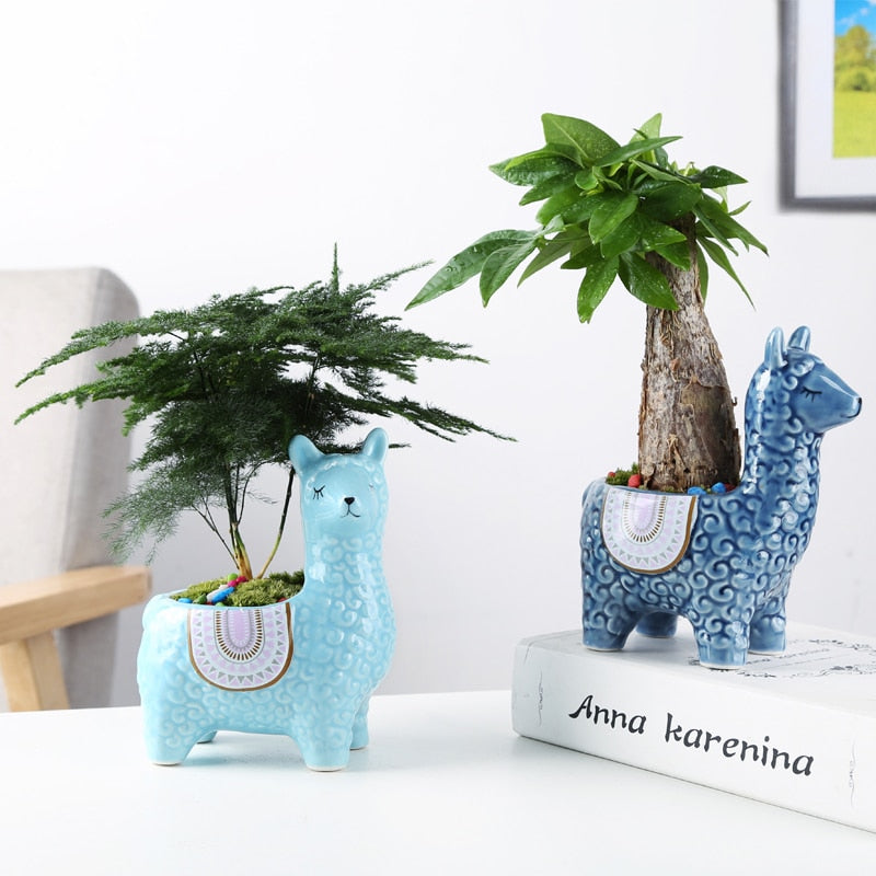 Cute Alpaca Desktop Flower Pot