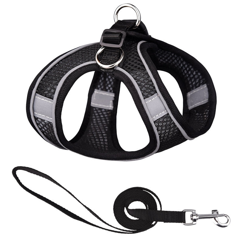 Pet Harness Vest With Leash Reflective Nylon - Harness Collars