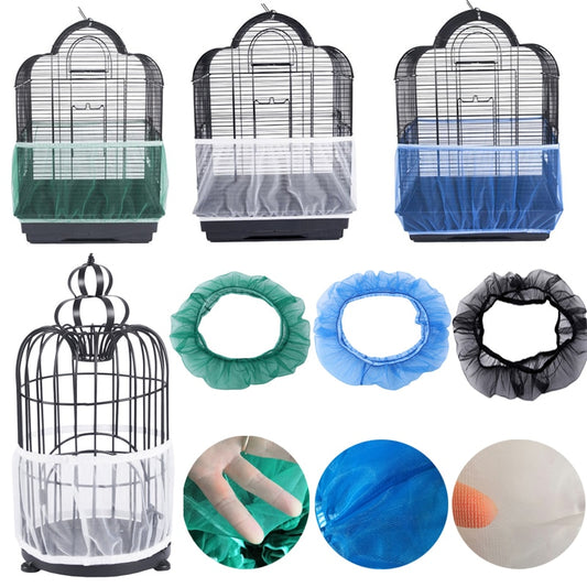 Receptor Seed Guard Nylon Mesh Bird Cover - Soft Easy Cleaning Nylon Airy Fabric Mesh Cage Cover - Seed Catcher Guard