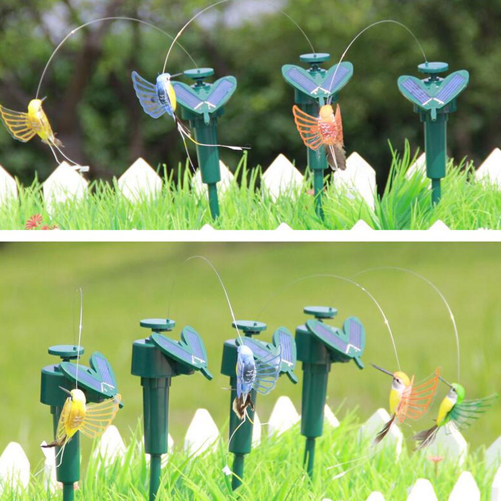 Solar Powered Garden Stakes Dancing Butterfly Birds Stakes Flying Humming Bird Yard Outdoor Home Decoration Farmland