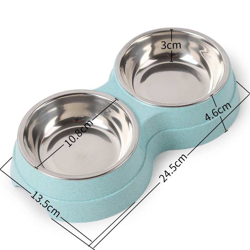 Double Pet Pet Food Bowl Stainless Steel