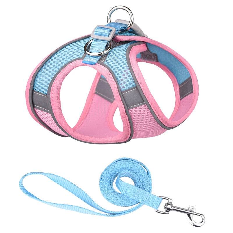 Pet Harness Vest With Leash Reflective Nylon - Harness Collars