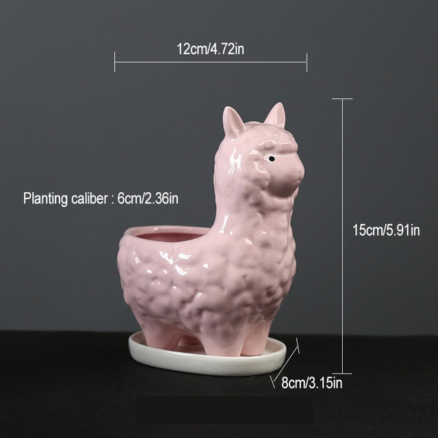 Cute Alpaca Desktop Flower Pot