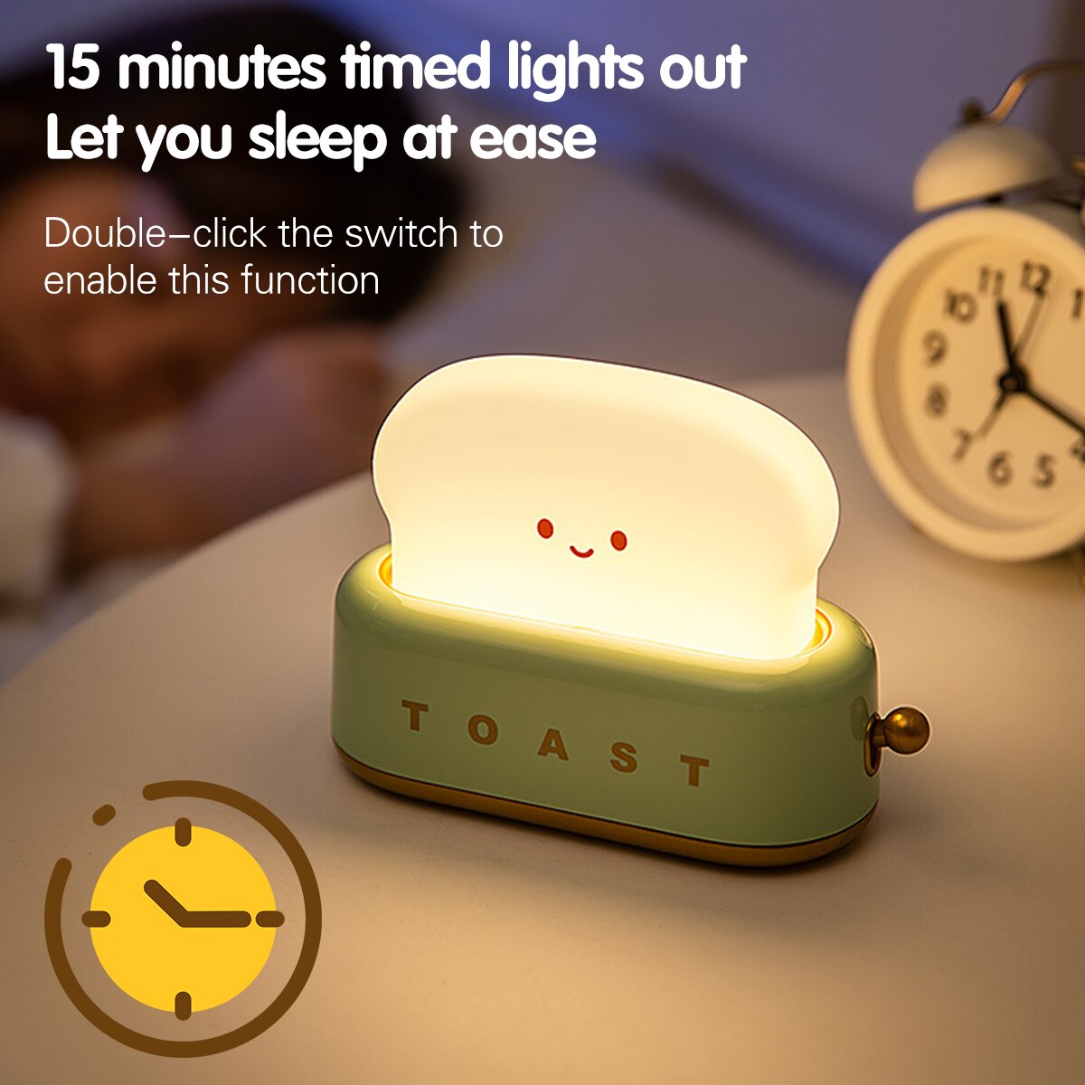 LED Bread Maker Night Light USB Charging Dimming Emotional Lights Bedroom Timing Sleeping Lamp Fun Switch Mood Light