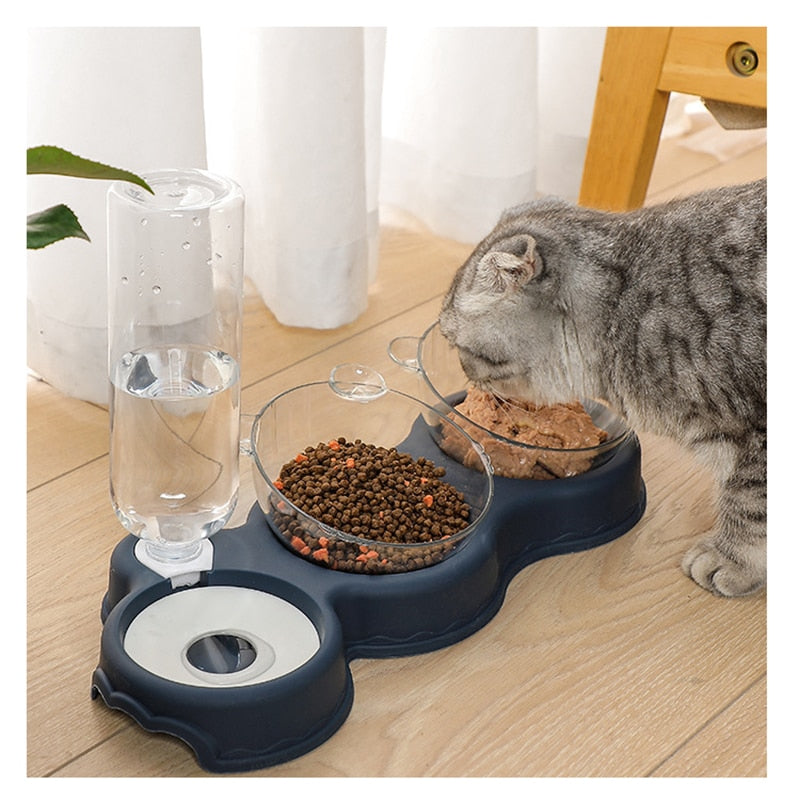 3 in 1 Cat Food Bowl Automatic Feeder