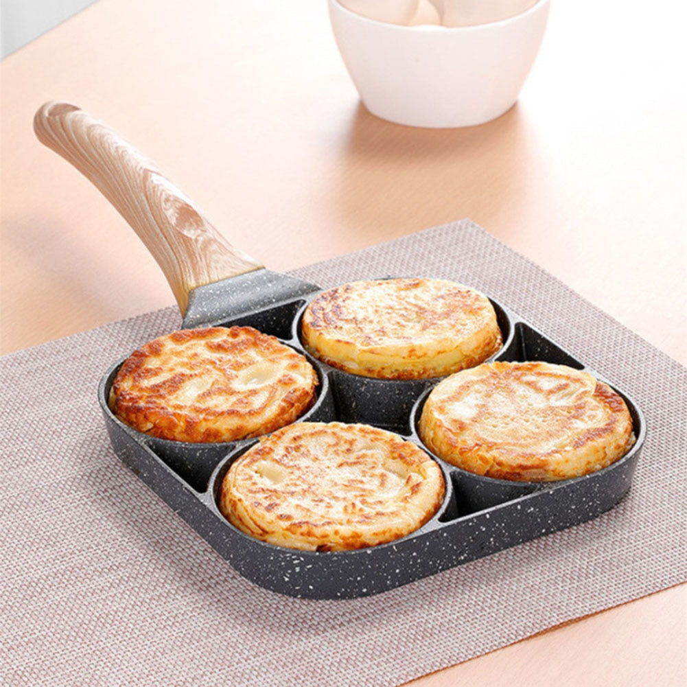 4 Holes Frying Pot Pan Thickened Omelet Pan Non-Stick Egg Pancake Steak Pan Cooking Egg Ham Breakfast Maker Kitchen Cookware