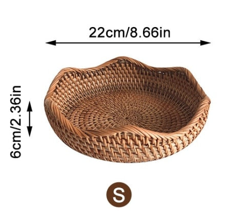 Hand-woven Rattan Storage Wicker Tray