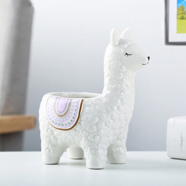 Cute Alpaca Desktop Flower Pot