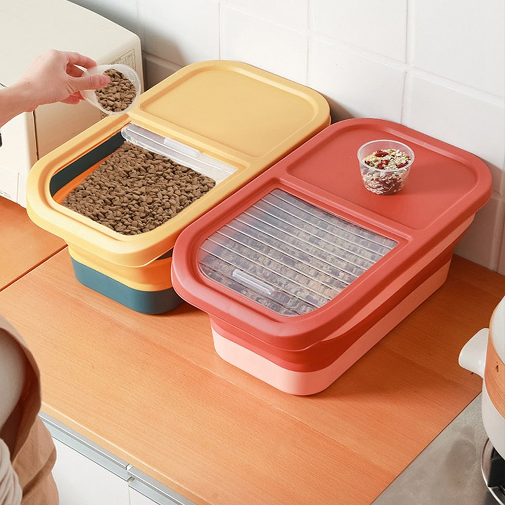 Collapsible Pet Food Container with Lids