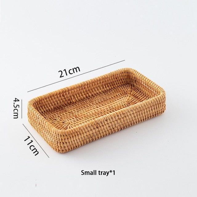 Hand-woven Rattan Storage Wicker Tray