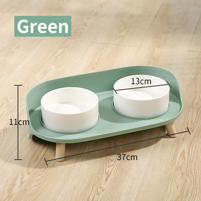 Semi Enclosed Anti Spill Raised Pet Food and Water Bowl