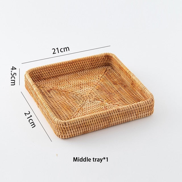 Hand-woven Rattan Storage Wicker Tray