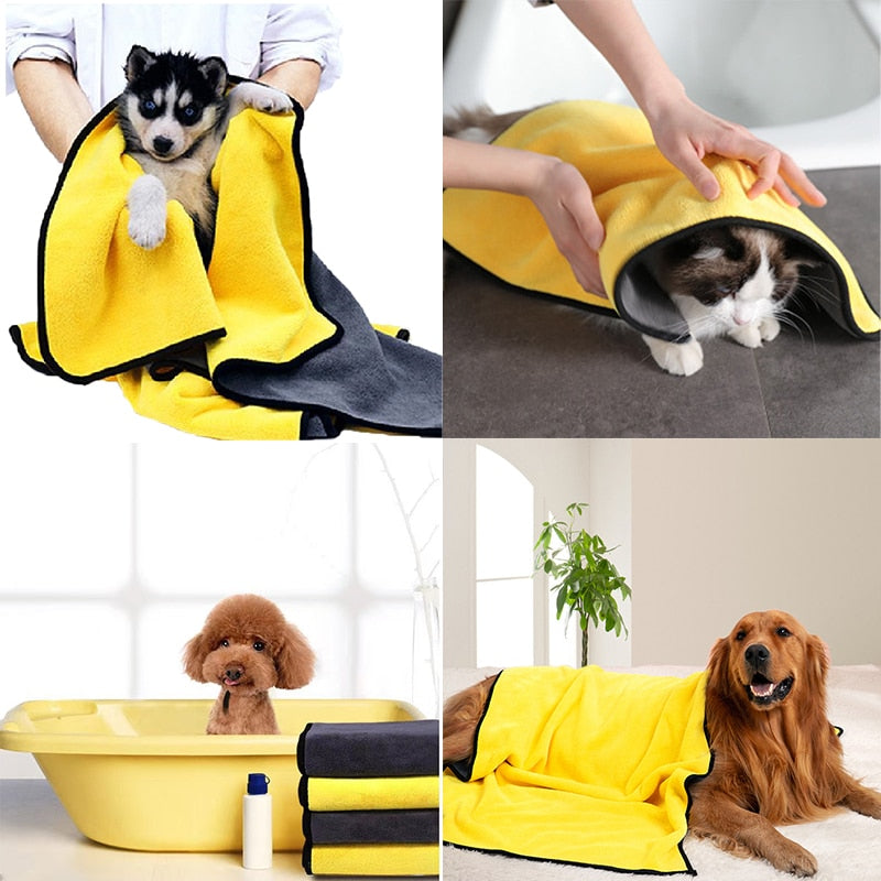 Quick-drying Pet Dog and Cat Towels - Soft Fiber Towels