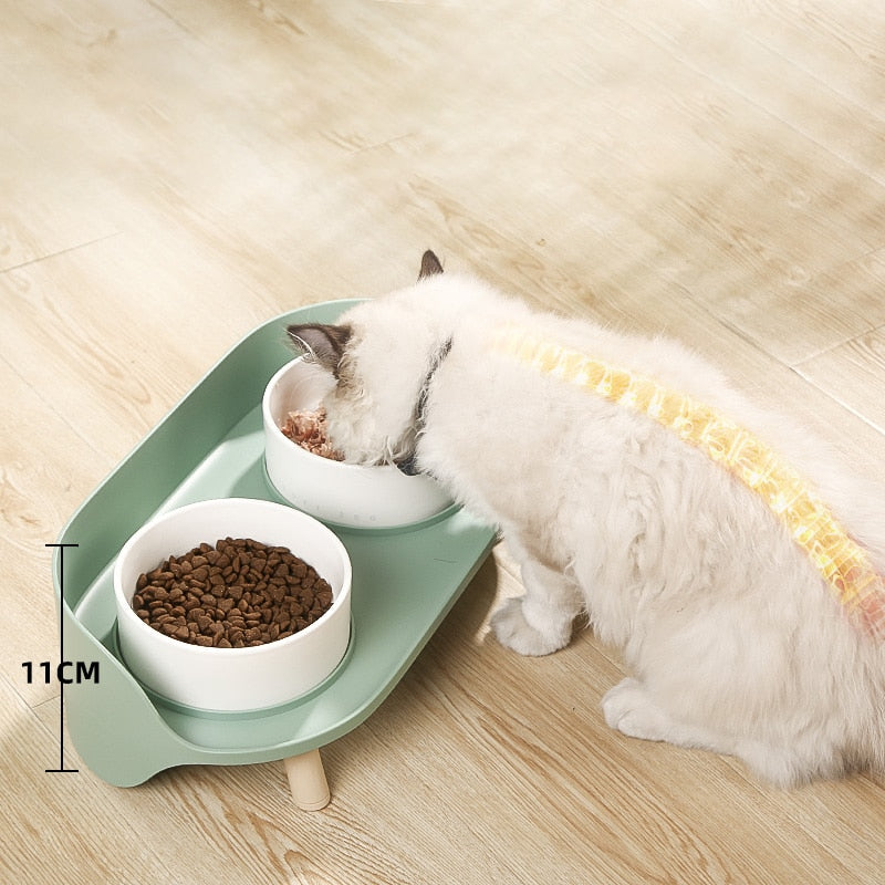 Semi Enclosed Anti Spill Raised Pet Food and Water Bowl