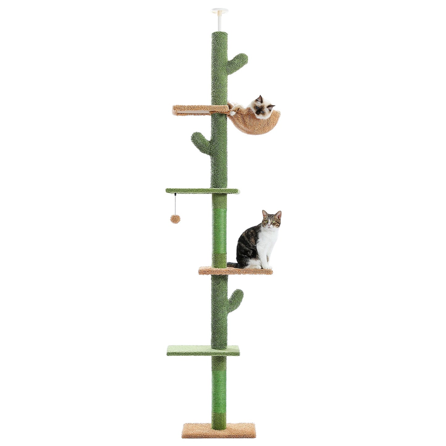 5-Tier Floor to Ceiling Cat Tower Cactus Tall Climbing Tree with Scratching Post