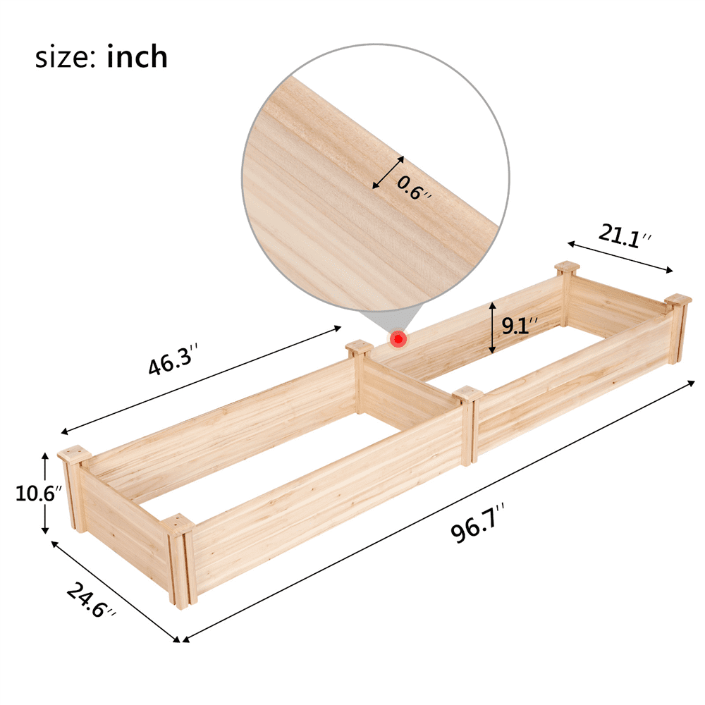 SmileMart Wooden Raised Garden Bed Planter Box